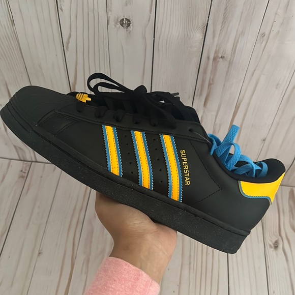 adidas Other - SOLD! Men’s Adidas Superstar Shoes Size 9.5 (Black/Blue/Yellow)